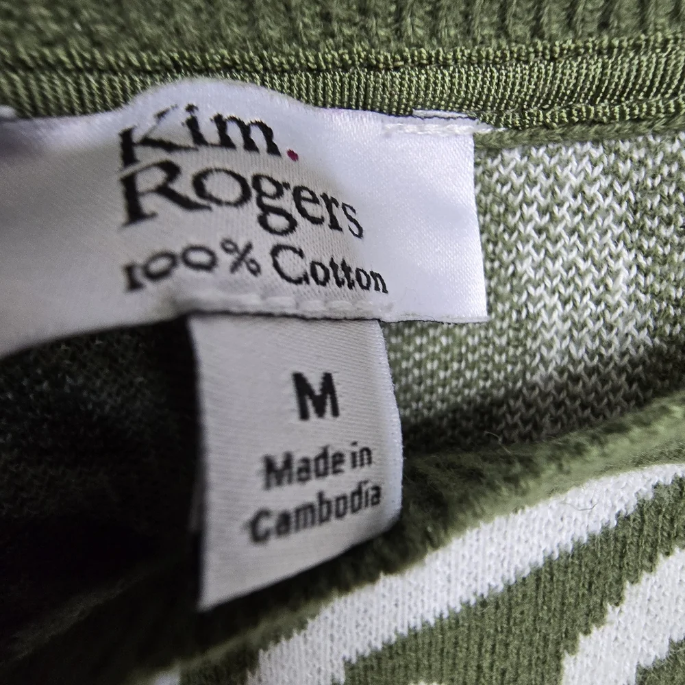 Green and white zebra print sweater